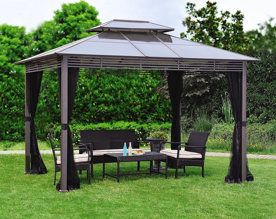 Start Spring In Style With The Home Depot Canada Listen To Lena Farrington Hardtop Gazebo Lifestyle 2